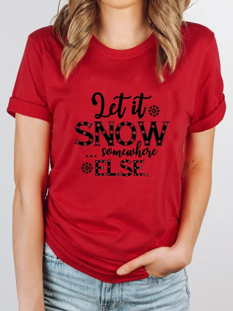 

Merry Christmas Short Sleeve Clothes Women Clothing Fashion Snow Time Winter 90s Graphic T-shirt Basic Tee Top Print T Shirt