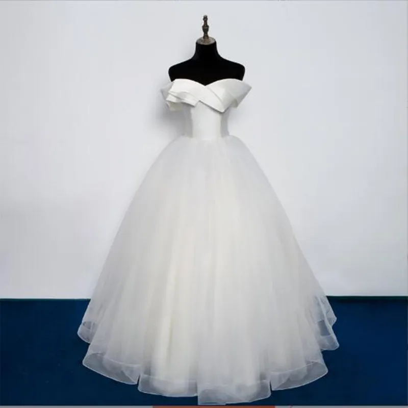 

Женское бальное платье до пола, белое платье невесты с V-образным вырезом