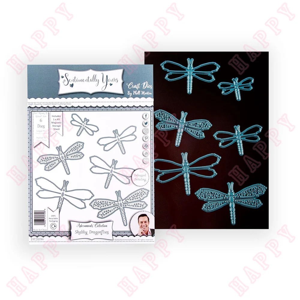 

2022 Arrival New Shabby Dragonflies Metal Cutting Dies Scrapbook Diary Decoration Embossing Paper Template Diy Greet Card Molds