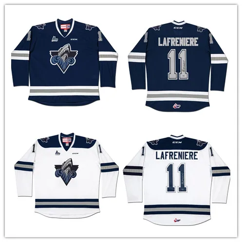 

Alexis Lafreniere #11 Rimouski Oceanic CHL Navy Blue White Ice Hockey Jersey Men's Stitched Custom Number Name Jerseys