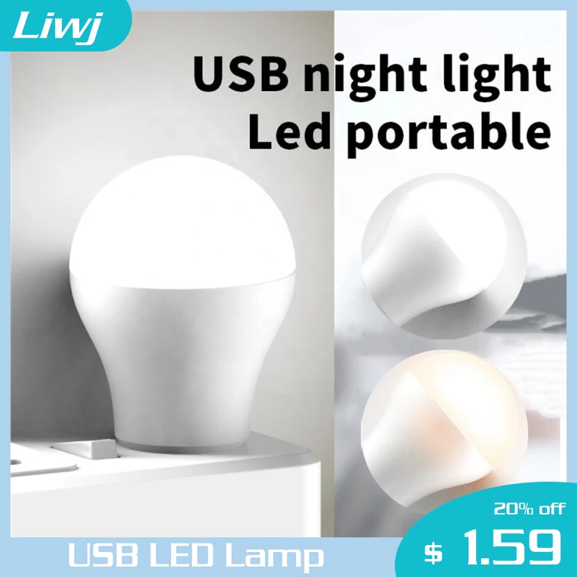 

2022 USB Plug Lamp Computer Mobile Power Charging USB Small Book Lamp LED Eye Protection Reading Light Small Round Night Light