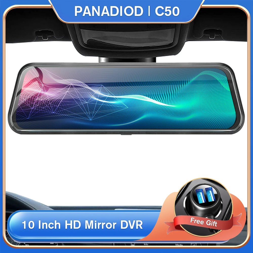 

10 Inch Touch Screen 1080P FHD Double USB Car Rearview Mirror Dual Lens Night VisionFor Auto Recorder Car DVR Dash Cam