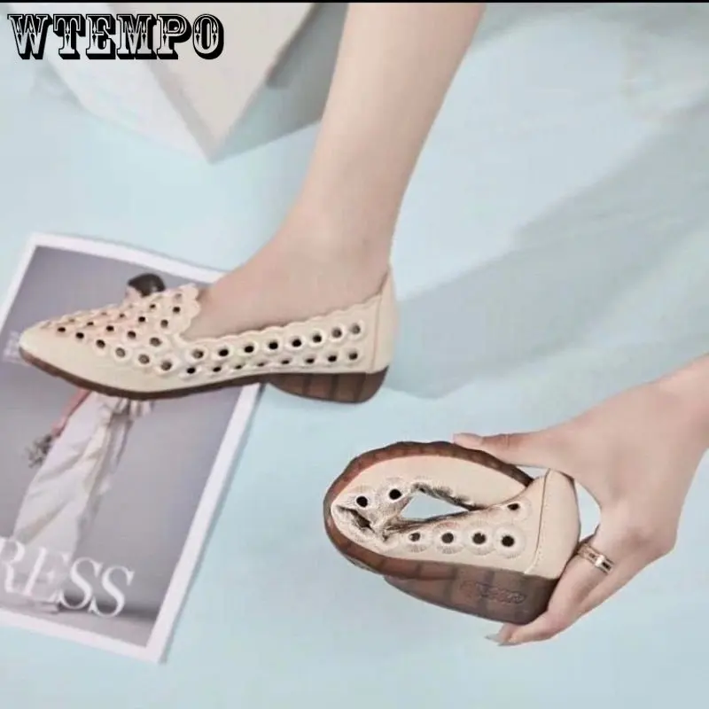 WTEMPO Ballet Shoes Women's Pointy Toe Flats Holes Shoe Hollow Slip on Lazy Moccasins Summer Comfy Walking Shoes Dropshipping