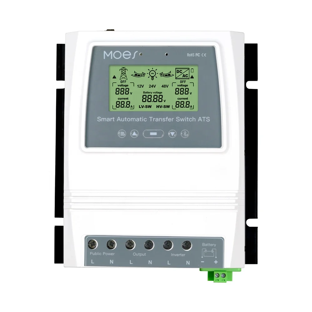 

Solar DC Automatic Transfer Switch ATS Changeover Switch between Solar Wind Battery Grid Utility APP Remote Control Monitoring