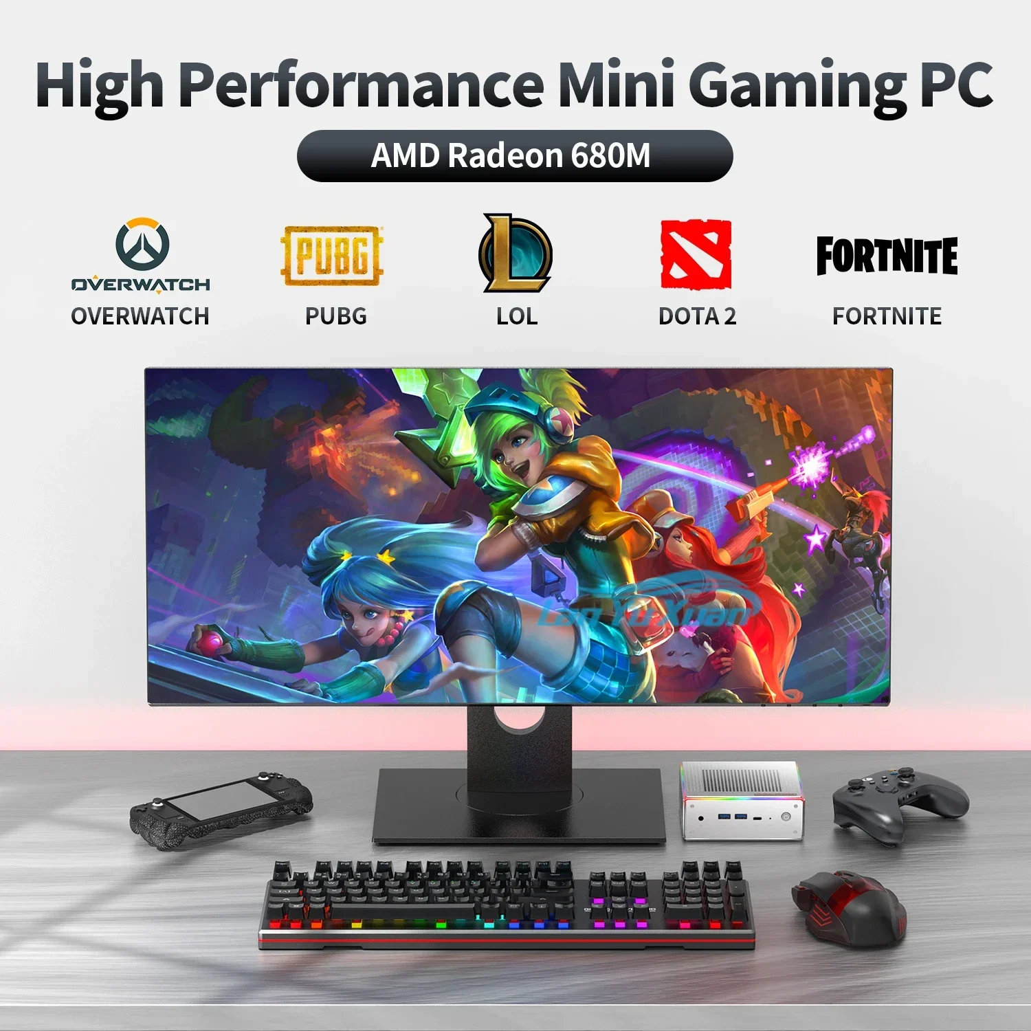 Производитель Peladn Игровой мини-ПК Процессор AMD R7 7840HS Wi-Fi 6.0 BT5.2 32 ГБ DDR5 1 ТБ SSD