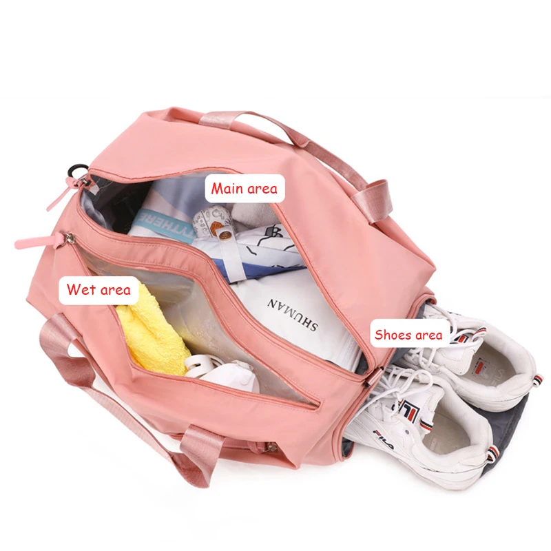 Sports Gym Bags for Women Fitness Travel Yoga Pink Shoe Female Shoulder Women'S Handbag Wet Dry Swimming Outdoors Crossbody Bags