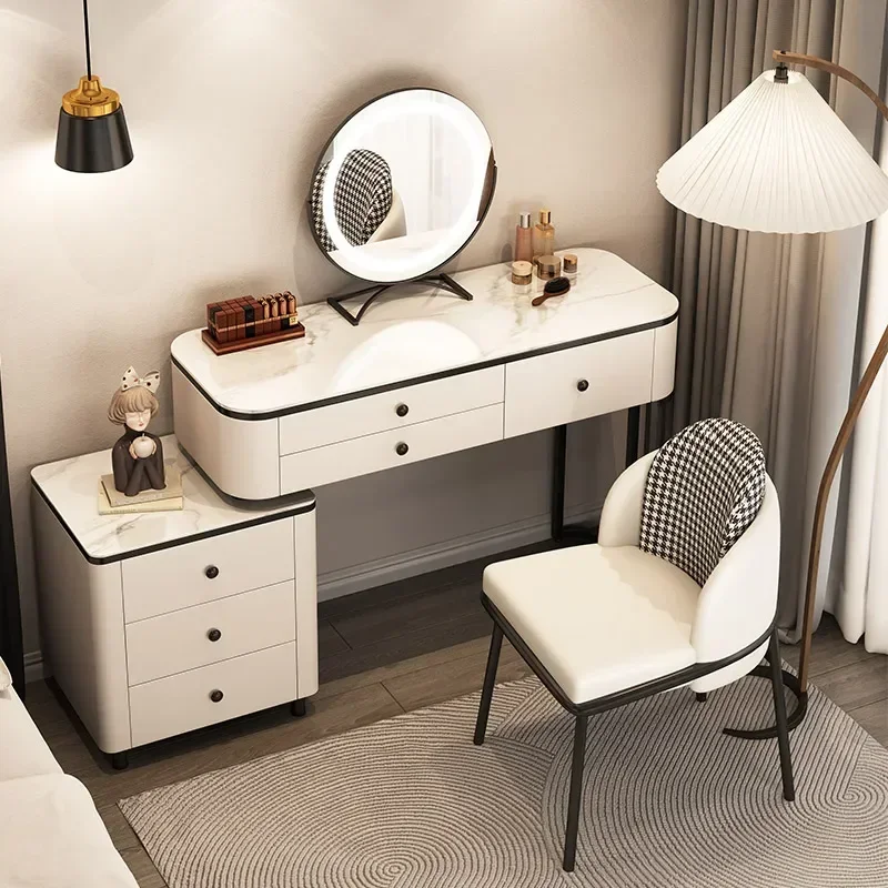 

Luxury Bedroom Drawers Dressing Table Mirror Modern Essentials Desk Vanity Dressing Table White Texture Coiffeuse Furniture