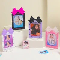 kawaii bow 3 inch acrylic photo frame idol postcard display stand lace transparent card desktop decoration