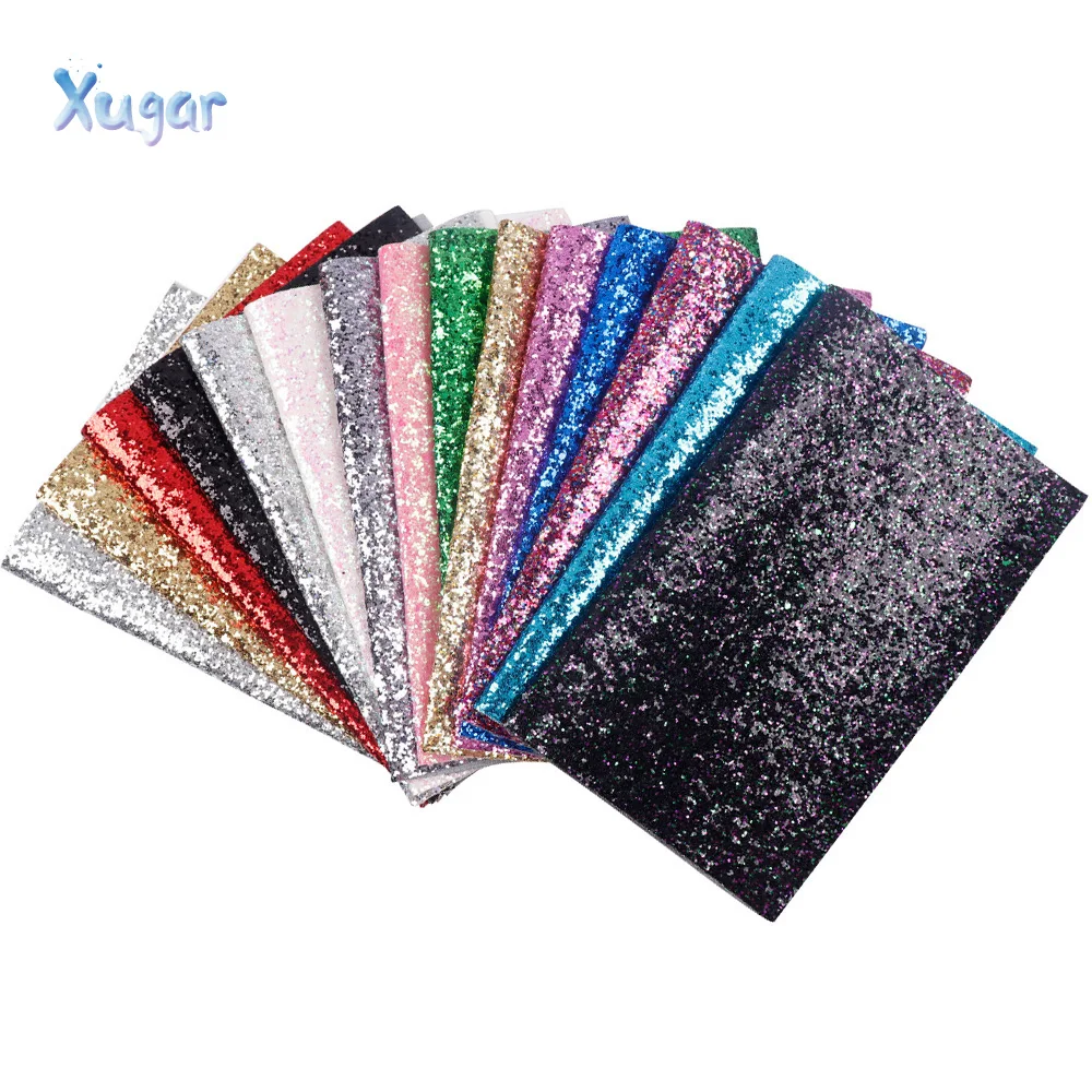 

Xugar 22CM*30CM Chunky Glitter Fabric Shiny Laser Sequins Patchwork DIY Bag Shoe Accessories Fabric Handmade Phone Case Material