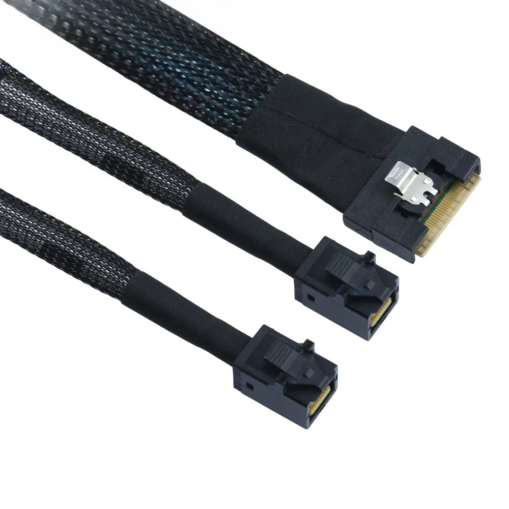 Фото Slimline PCI-Express SFF-8654 8i 74Pin PCI-E 4.0–2 x NVME Dual SAS 8643 Серверные кабели для передачи данных Mini SAS 4.0 HD Кабель 0,5 м 0,8 м 1 м №4