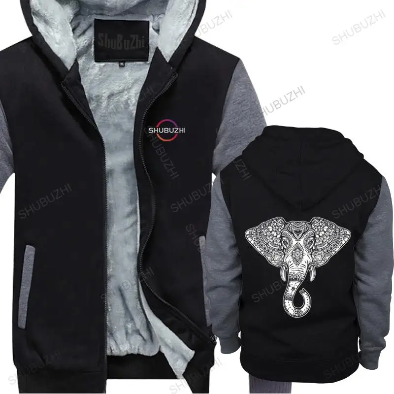 Мужская зимняя флисовая толстовка на молнии Serigrafia Elefante Mandala Da Uomo Boy Manica Corta Personalizzata