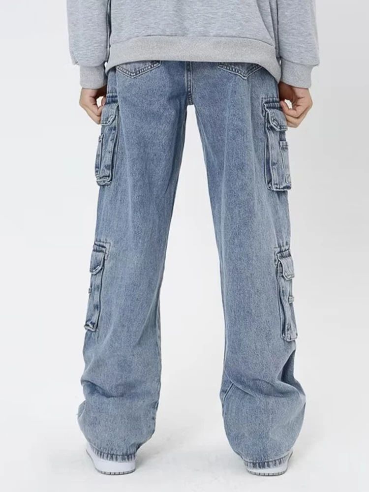 Retro Cargo Pants Loose Jeans Men's Fashion 90s Street Clothing Wide Leg High Waist Straight Y2k Jeans Pants Work Clothes Pants