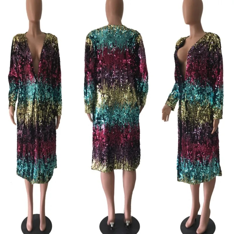 Уличная одежда с блестками SUSOLA длинные пальто женская куртка Женская