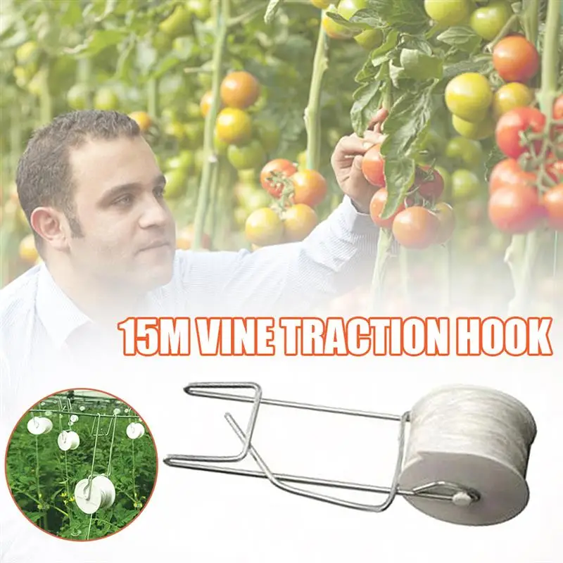

6pcs/10pcs Tomato Support Hooks Set Plant Roller Hooks with 15m Vine Support String Rope Garden Flower Plant Trellising Kit