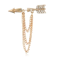 trendy gold color heart arrow stud earrings for women tassel dangle vintage rhinestone earrings fashion jewelry