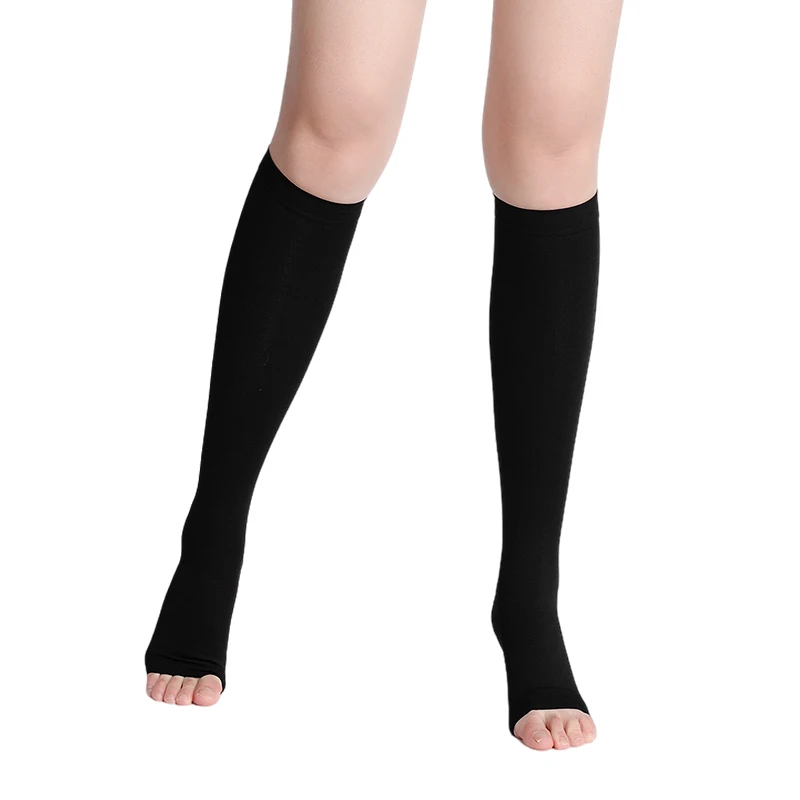 

Plus Size Open Toe Compression Stockings for Women Men Medical Grade 2 Varicose Veins Socks Knee High 20-30mmHg Calf Ankle Sock