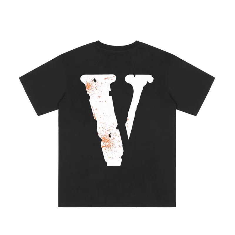 Фото Женская и мужская футболка Vlone 22ss, летняя повседневная футболка с коротким рукавом и принтом букв №5