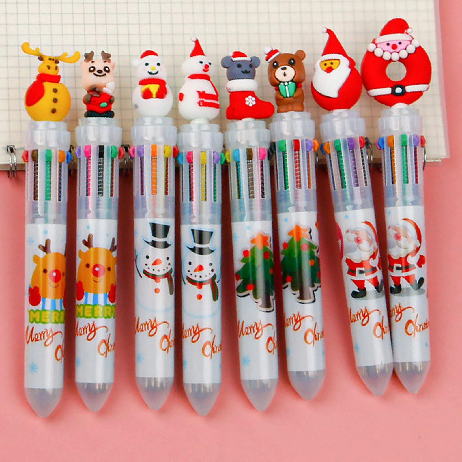 

Cartoon Colorful Pen Santa Claus Xmas Tree Deer Ballpoint Pen Merry Christmas Gifts Stationery Writing Tool Office School Supply