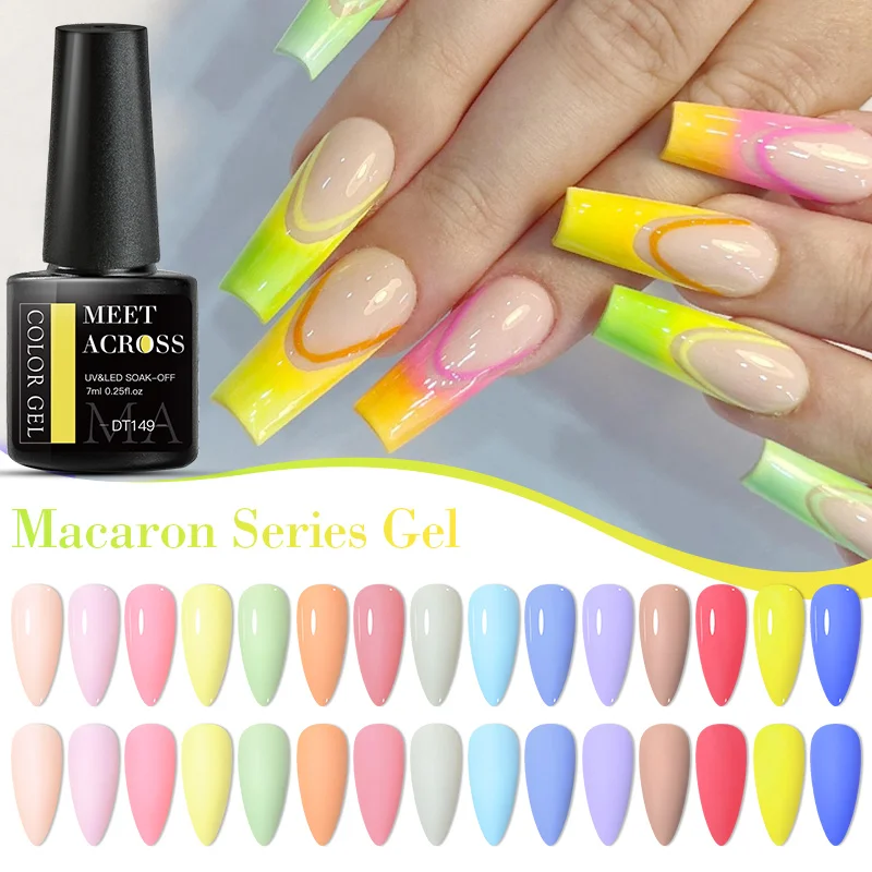 

MEET ACROSS Macaron Series Gel Nail Polish All For Nails 7ml Soak Off UV LED Semi-permanent Nail Gel Varnish At Home DIY