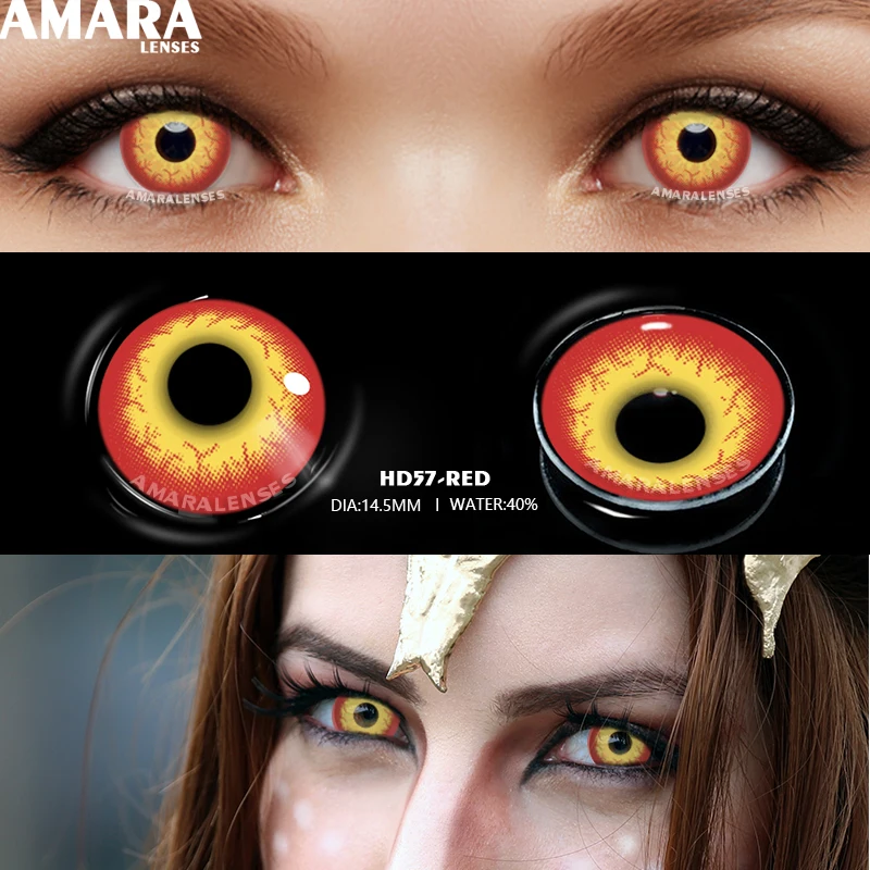 Цветные контактные линзы AMARA для косплея Шаринган аниме аксессуары Красные