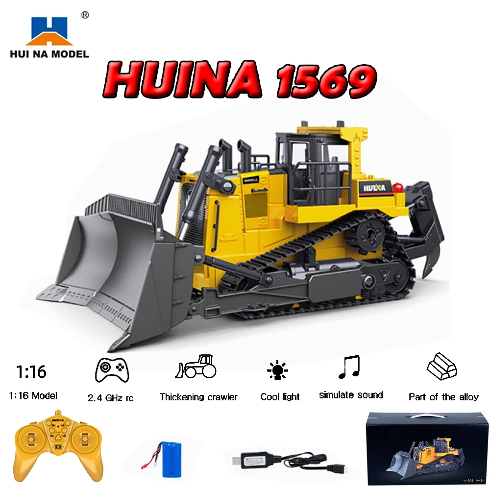 

HUINA 1/16 RC Excavator Alloy Loader Remote Control Excavator Truck 1569 9CH Hydraulic Excavator Remote Control Cars Trucks Toy