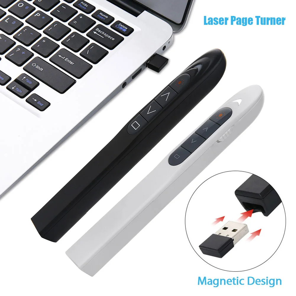 

Rechargeable RF 2.4GHz Wireless Presenter PowerPoint Presentation Remote Control PPT with Air Mouse Slide Laser Red Control Pen