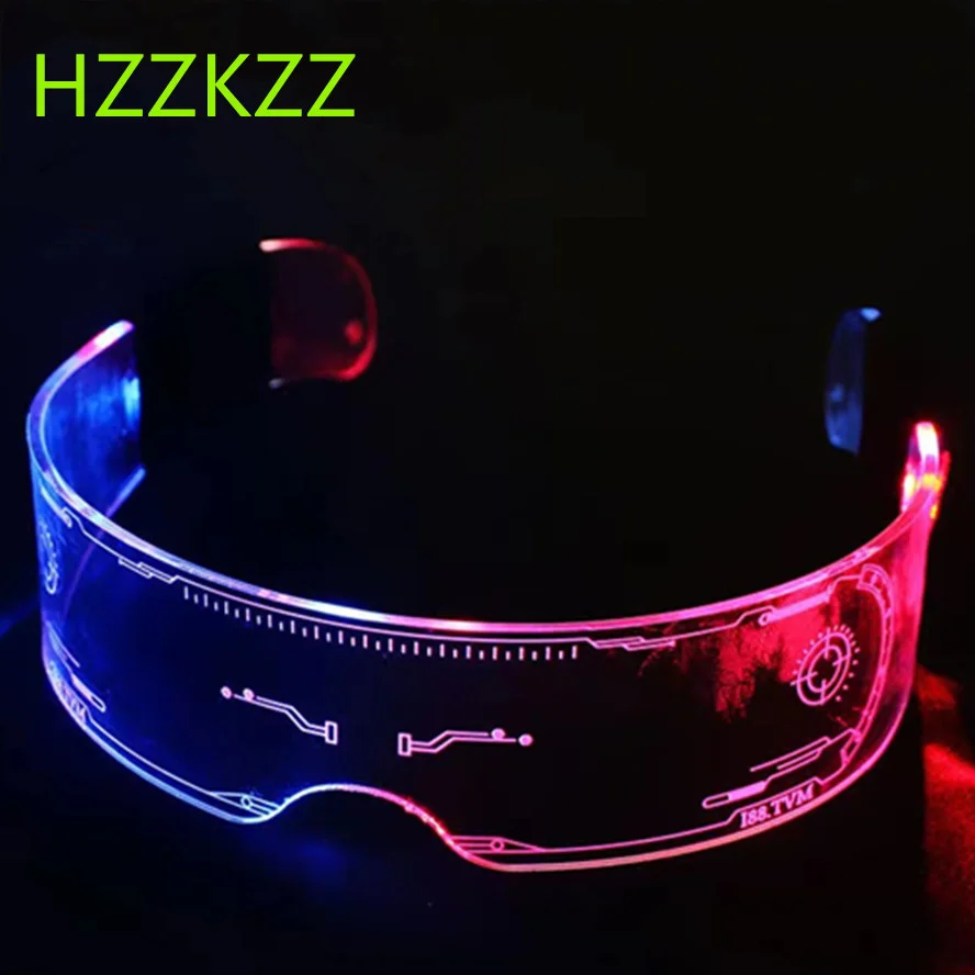 

Яркие светящиеся светодиодные очки HZZKZZ для музыки, бара, KTV, яркие неоновые фотообои на Рождество, Хэллоуин, реквизит для представлений