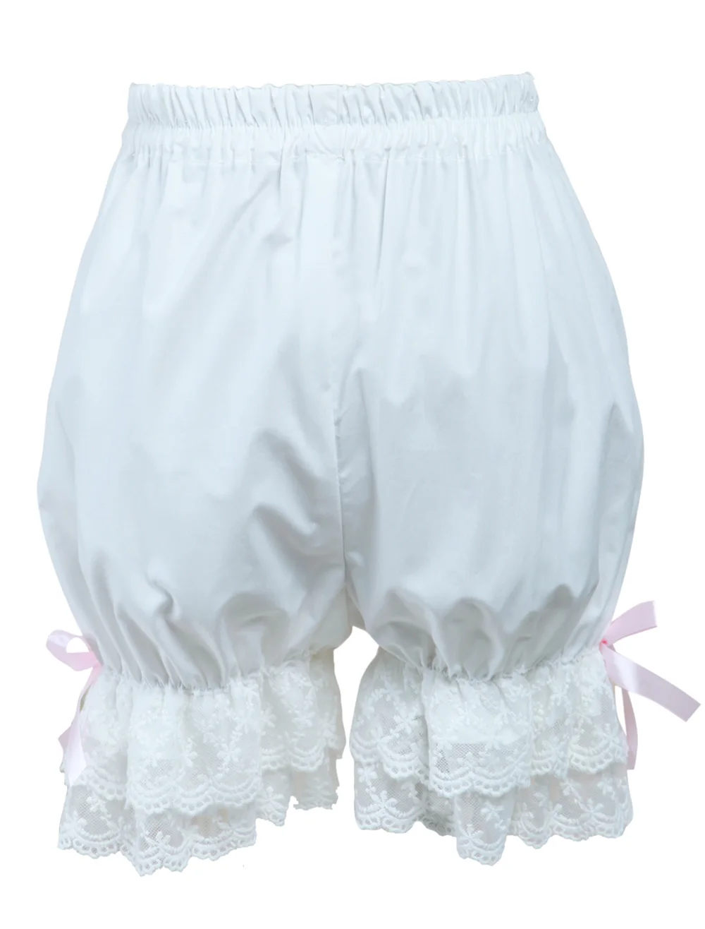 Girls White Sweet Loilita Bloomers School Students Lace Trim Shorts Bow Cotton Safety Under Pants