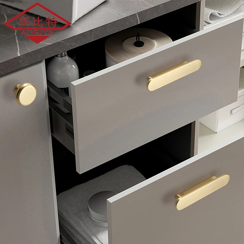 

AOBT Modern Zinc Alloy Black Gold Door Handles Kitchen Cabinet Handles Solid Drawer Knobs Fashion Furniture Handle Hardware