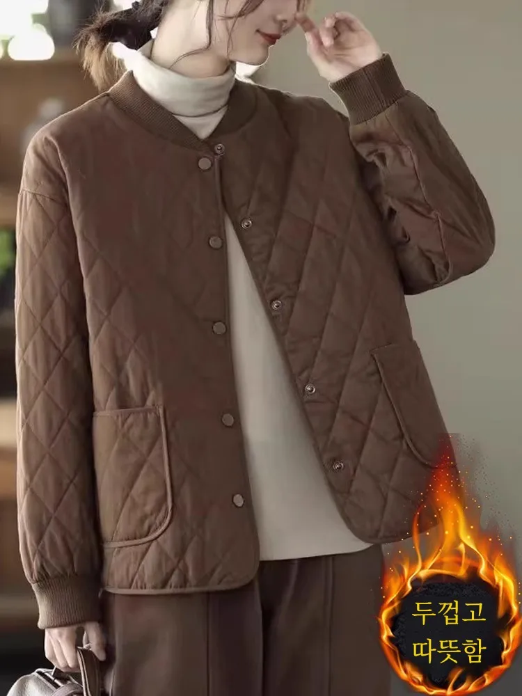 Lightweight Rhombus Cotton-Padded Coat Cotton-padded jacket Women Short 2024 Autumn and Winter New Middle-Aged Mother Quilted...