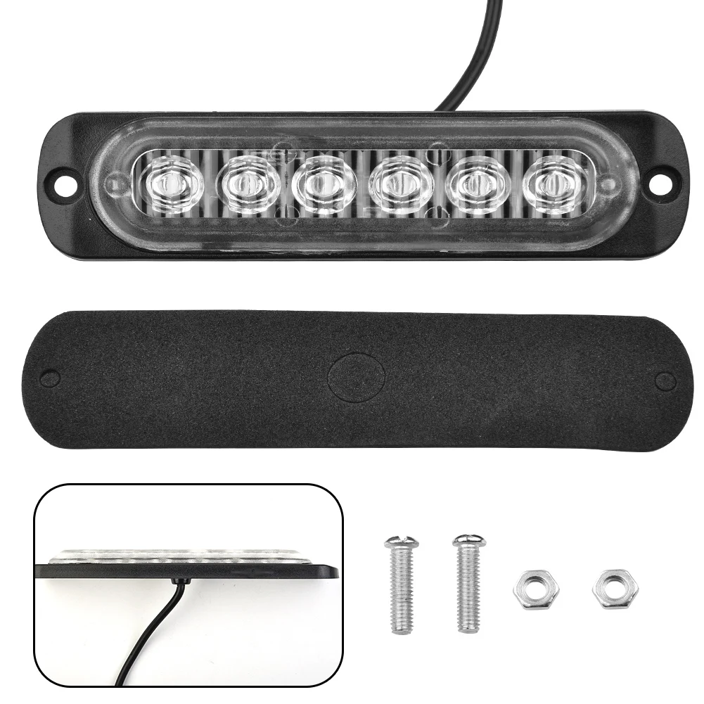 

Useful Accessories Durable Strobe Lights 6 LED Bar Set Transparent Warning 12V-24V DC 18W Beacon Car Hazard Lens