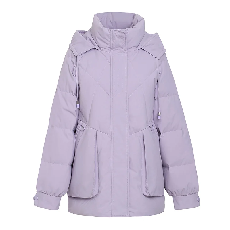 

2022 New Hooded Winter Warm Jacket For Women Solid Color Cotton Coat Thick Warm Female Outerwear