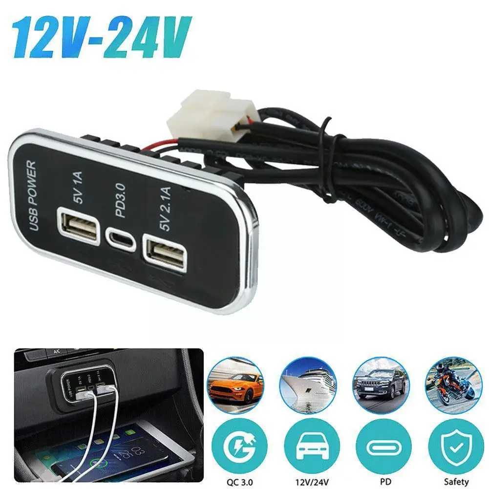 

Автомобильное зарядное устройство с 3 USB-портами, 30 Вт, а, 1 А, 12 В, 24 В
