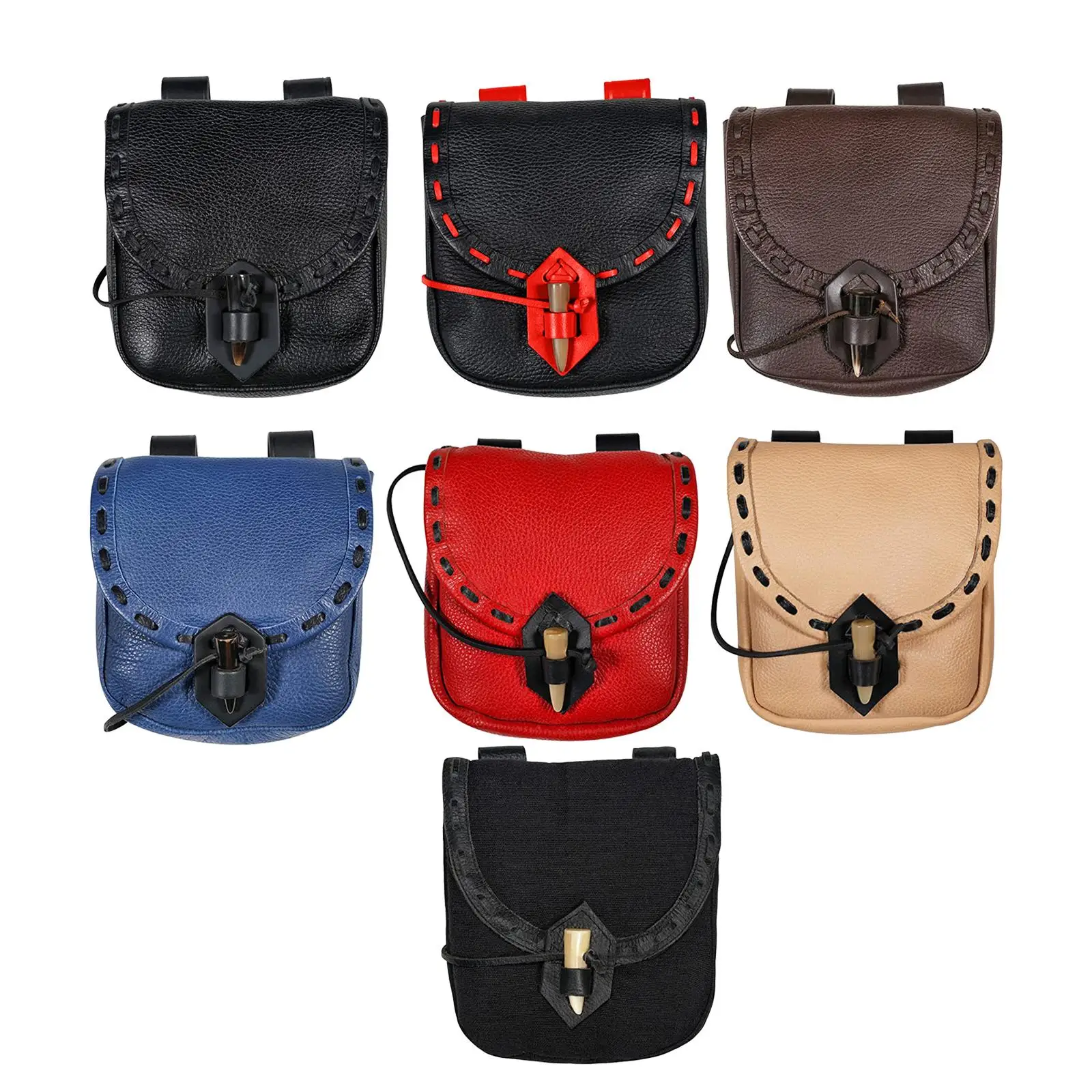 

Retro PU Leather Medieval Belt Pouch Wear Resistant Side Pack Waist Bag