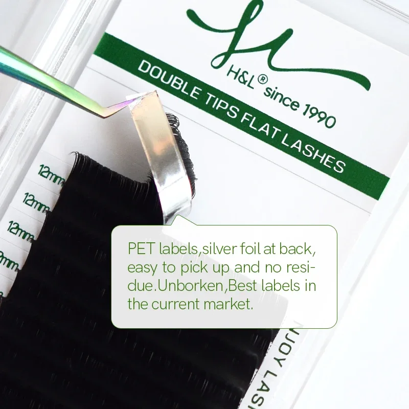 16 rzędów H&ampL od 1990 rzęs podwójne końcówki płaskie rzęsy przedłużone głębokie matowe czarne Premade Fan La