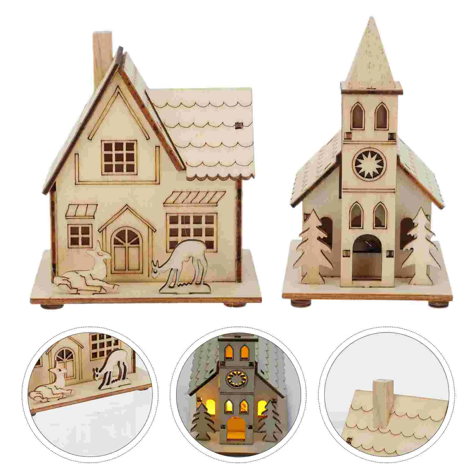 2Pcs LED Chic House Decor Xmas Tree Hanging Adorn Home Layout Pendant Beige