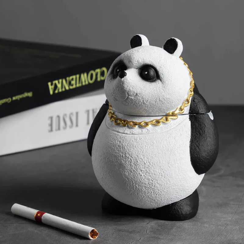 

New Cute Cartoon Panda Creative Ashtray Family Living Room Personality Fashion Trend Anti Fly Ash Large Ashtray