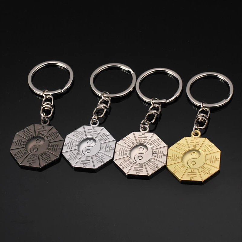 

Feng Shui Chinese Antique Taiji Bagua Mirror Keychain Good Fortune The 8 Hexagrams Mirror Amulet Home Decor