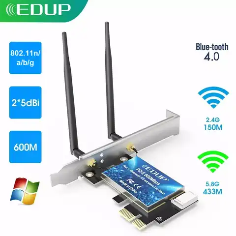 Wi-Fi-карта EDUP 2,4 Мбит/с, 802,11/5 ГГц, PCI-E