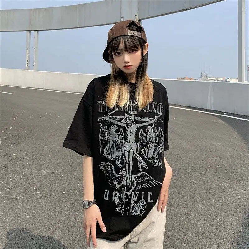 Футболка из 100% хлопка с принтом героев мультфильмов High Street Cross Angel свободная