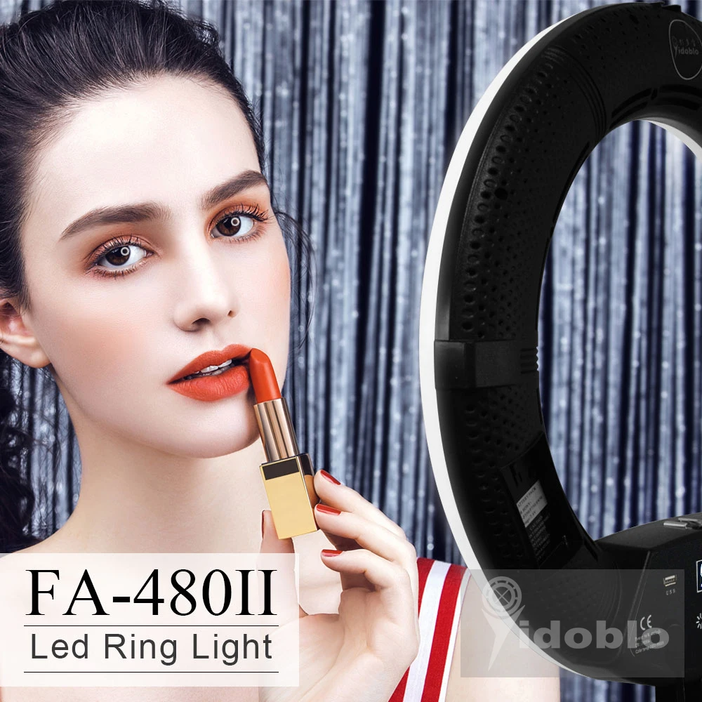 

Yidoblo FA-480 Bluetooth APP Control Ring Light Touch Screen USB Charger LED Makeup Ring Lamp Stepless Dimmable 2800K-9900K
