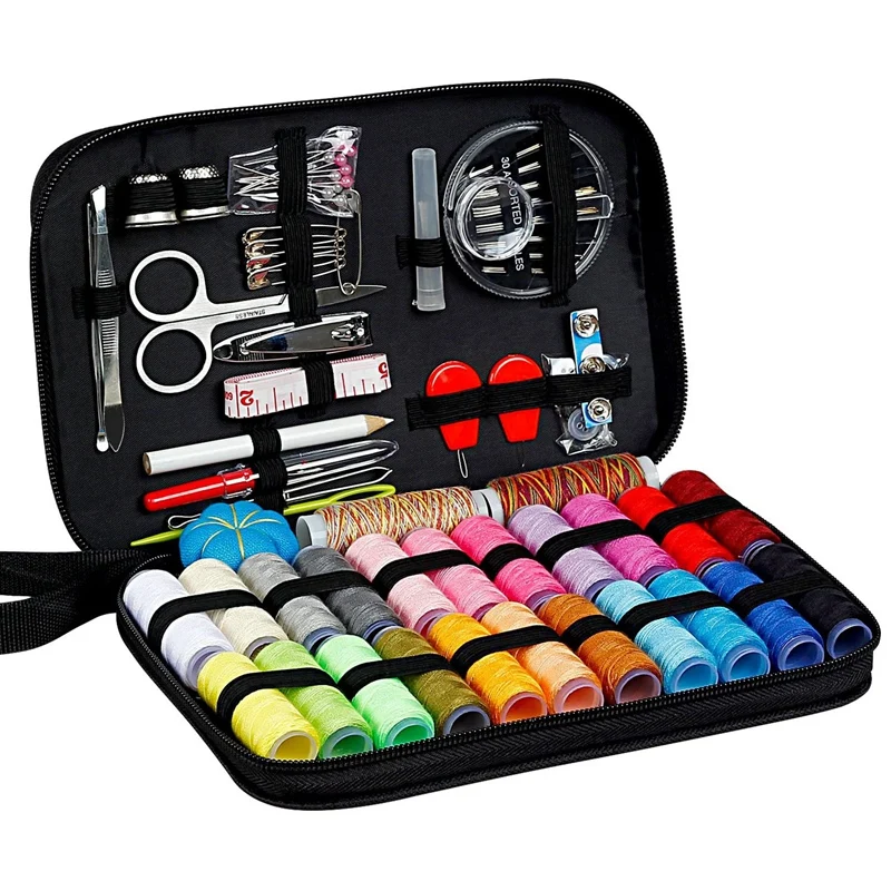 

Portable Home Travel Sewing Kit Case Needle Thread Tape Scissor Button Sewing Set Measure Scissor Thimble Thread Needle