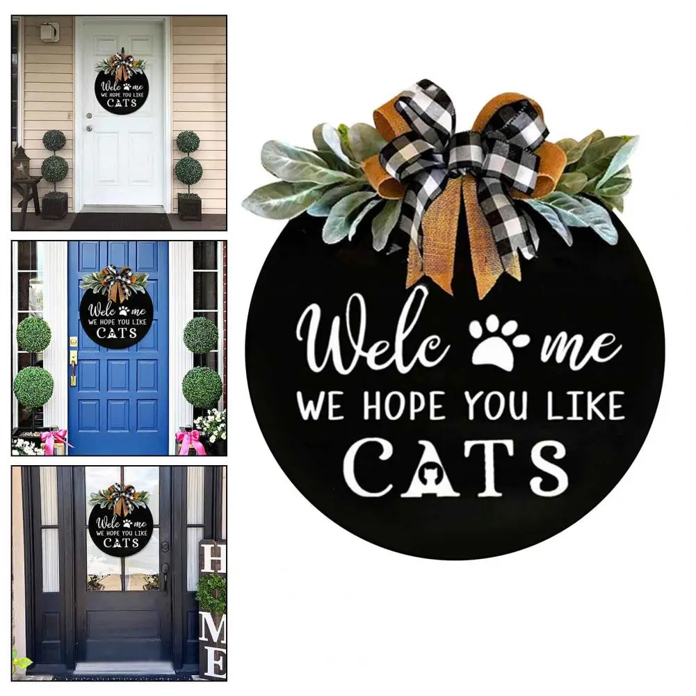 

30CM Festival Party Welcome Sign Wood Sign Holiday Decor Crafts Pendant Rustic Front Door Hello Text for Farmhouse Porch