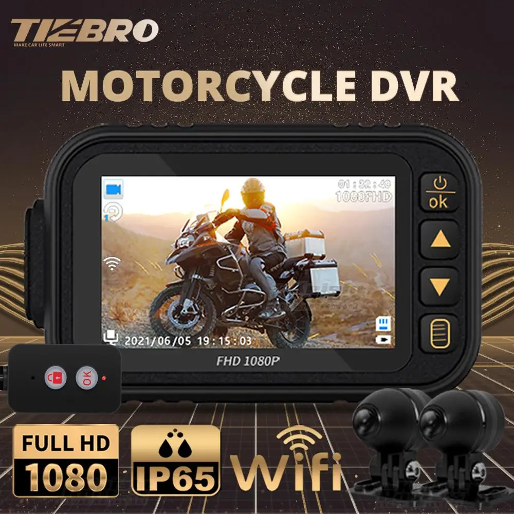 

Видеорегистратор TIEBRO для мотоцикла, 3 дюйма, 1080P, Wi-Fi