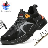 fashion mens work boots breathable comfortable safety shoes steel toe indestructible male outdoor construction security sneakers