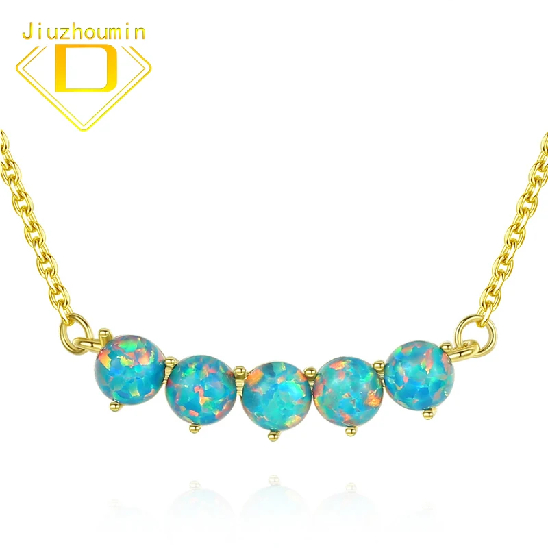 

Luxury Opal Necklace For Women Soild 925 Sterling Silver Round Cut 4*6mm Gemstone Pendant Clavicle Chain Fine Jewelry Christmas