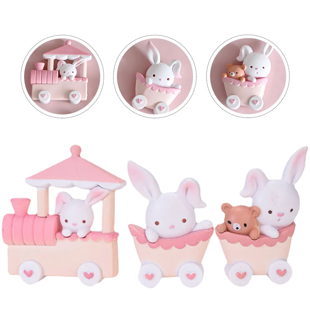 

Easter Rabbit Train Bunny Figurines Decor Figurine Decorations Cupcake Miniature Spring Table The Statue Year Yoppers Figures