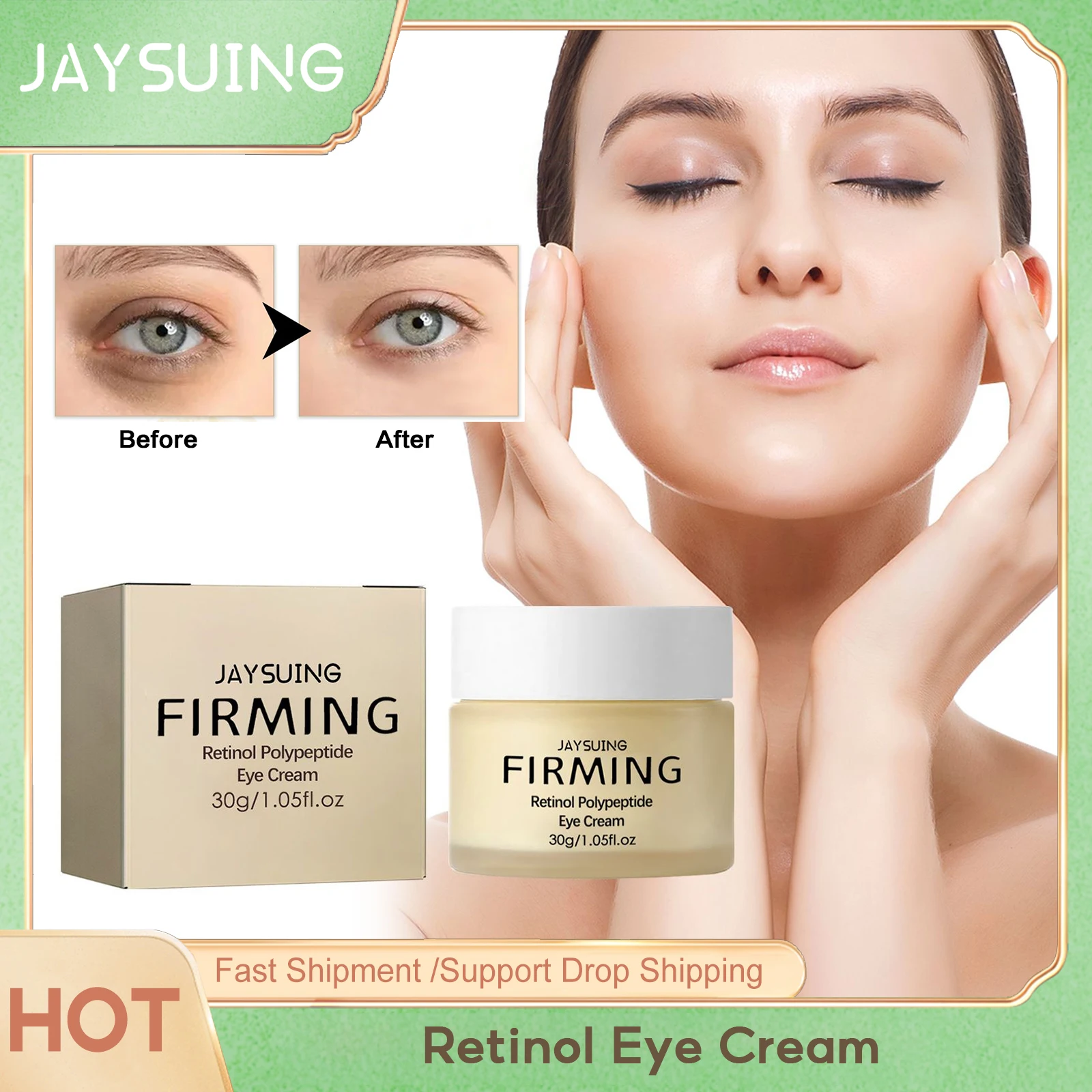 

Retinol Eye Cream Lifting Firming Remove Wrinkle Dark Circles Eye Bags Improve Puffiness Anti Aging Eye Moisturizer Cream 30g