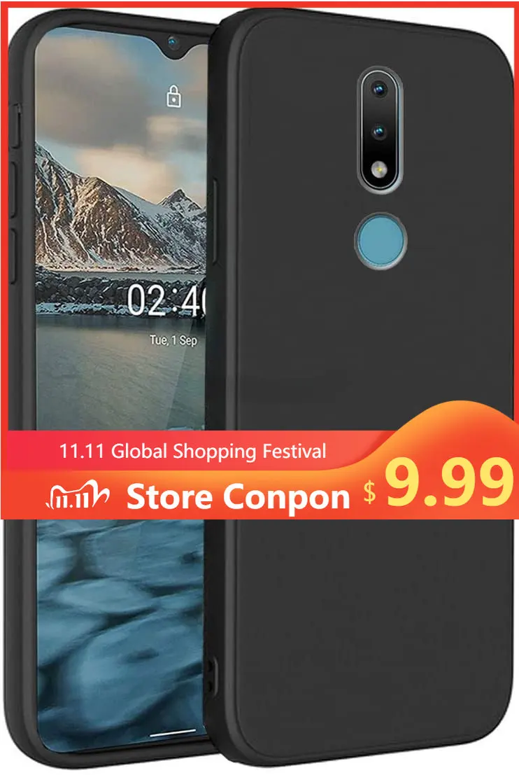 

For Nokia 2.4 3.4 5.4 Black Matte Soft TPU Shockproof Cover For Nokia 2.4 5.3 X10 X20 G10 G20 1.4 C10 C20 XR20 G50 C30