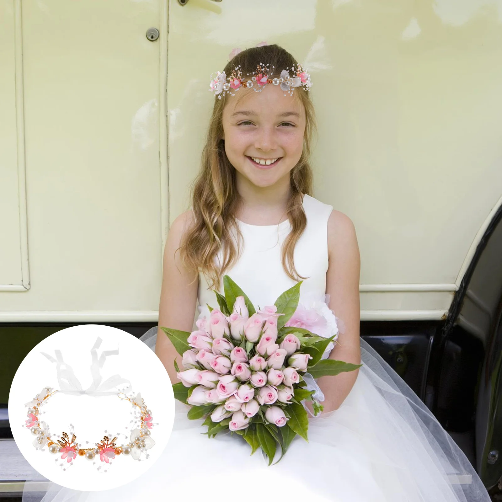 

Flower Pearl Headband Flower Girl Hair Accessory Girls Birthday Party Headdress Flower Girl Headdress Flower Girl Headband